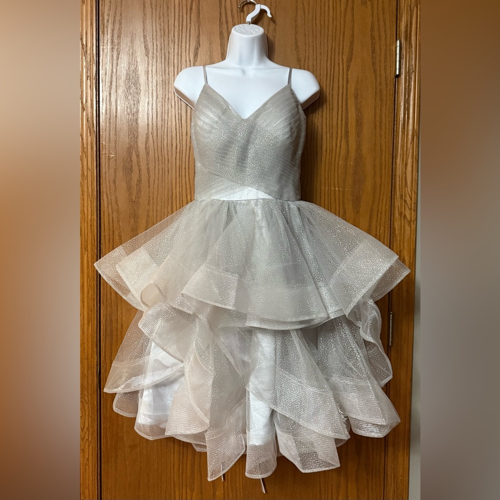 Sparkle Ruffle Mini Dress in Champagne Sheen